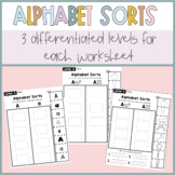 Alphabet Letter Sorts | Beginning Sounds Worksheets | Diff