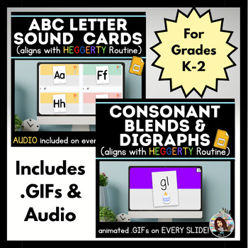 Preview of Alphabet Letter Sound Cards and Blends/Digraphs Flash Cards BUNDLE