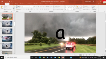 Preview of Alphabet Letter Sound Fluency Slideshow PowerPoint, Storm Weather Theme