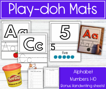 Play Dough Mat Bundle, Numbers, Alphabet, 2D Shape, Kindergarten