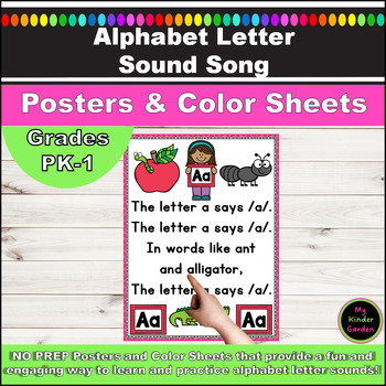 Preview of Alphabet Letter Sounds Song Posters & Color Worksheets