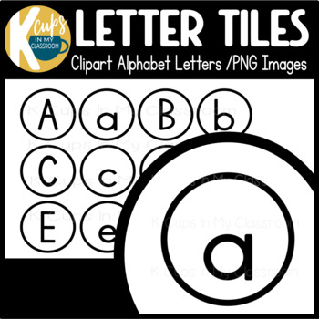 Preview of Alphabet Letter Clipart Tiles Black and White Circles