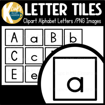 Preview of Alphabet Letter Clipart Tiles Black and White Squares