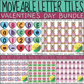 Preview of Alphabet Letter Tiles VALENTINE'S DAY BUNDLE!