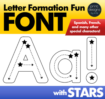 Preview of Alphabet Letter Tracing Font - Letter Formation Font - STARS