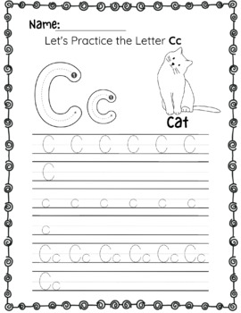Alphabet Letter Tracing Handwriting Practice worksheets by PICHA STUDIO