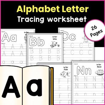Alphabet Letter Tracing Worksheet - PreK, Kindergarten, 1st Grade by ...
