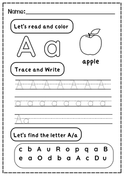 Alphabet Letter Tracing and Coloring A-Z, Letter Recognition 26 pages