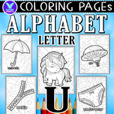 Alphabet Letter U Vocab Coloring Page & Writing Paper Art 