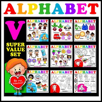 Preview of Alphabet Letter V - Clipart Value set. 27 Words. 90 Images.
