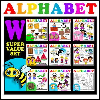 Preview of Alphabet Letter W - Clipart Value set. 38 Words. 103 Images.