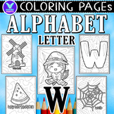 Alphabet Letter W Vocab Coloring Page & Writing Paper Art 