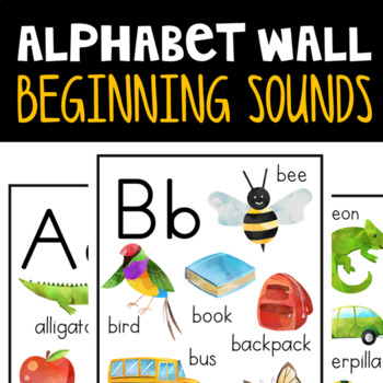 Preview of Alphabet Letter Word Wall Beginning Sounds Kindergarten Phonics