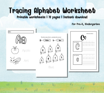 Preview of Tracing Alphabet Worksheets | Handwriting | Coloring| For Pre-K and Kindergarten