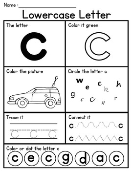 Alphabet Letter Worksheets (Lowercase) - FREE by MissMissG | TpT