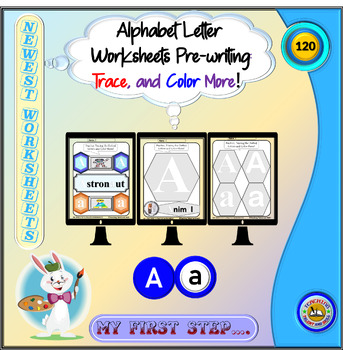 Preview of Alphabet Letter Worksheets Pre-writing: Trace, and Color More!