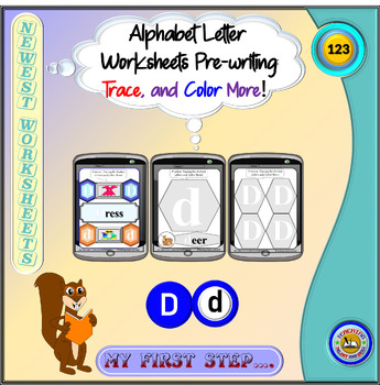 Preview of Alphabet Letter Worksheets Pre-writing: Trace, and Color More!