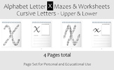 Alphabet Letter X Maze and Activity Sheets - Cursive (Uppe