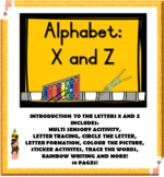 Alphabet Letter Xx and Zz Booklet
