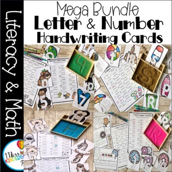 Preview of Alphabet Letter and Number Handwriting Tracing Card Mega Bundle