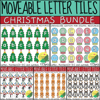 Preview of Alphabet Letter and Number Moveable Tiles CHRISTMAS BUNDLE!