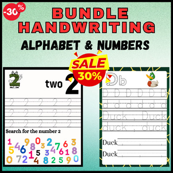Preview of Alphabet Letter and Number Writing- Trace - Handwriting - Practice Pages BUNDLE
