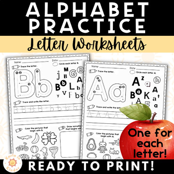 Preview of Alphabet Letter of the Day Worksheets with Tracing, Letter ID, & Beginning Sound