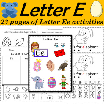 Letter of the week: LETTER E-NO PREP WORKSHEETS- LETTER E Alphabet Lore  theme