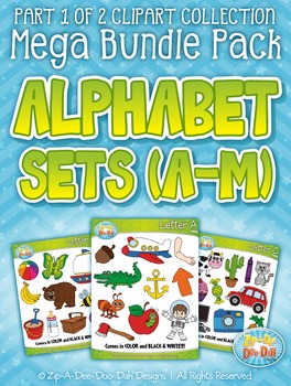 Preview of Alphabet Letters A-M Clipart Mega Bundle Pack — Includes 260 Graphics!