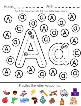 Alphabet Letters A-Z Dot A Dot, Coloring, & Sounds PDF by Jazmin Meneses