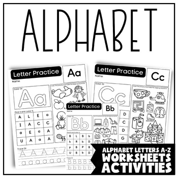 Alphabet Letters A-Z Handwriting + Beginning Sounds Worksheets | TPT