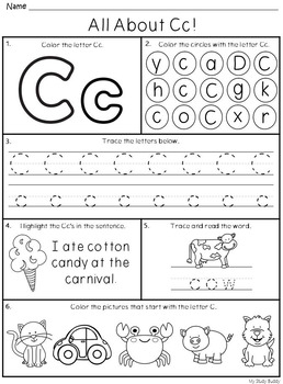 Download Alphabet Letters A-Z (Kindergarten Alphabet Worksheets) by My Study Buddy