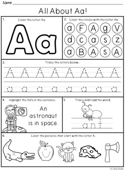 Alphabet Letters A-Z (Kindergarten Alphabet Worksheets) by ...
