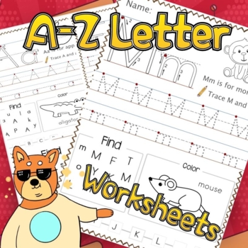 Preview of Alphabet Letters A-Z (Kindergarten Alphabet Worksheets,)