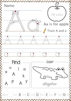 Alphabet Letters A-Z (Kindergarten Alphabet Worksheets,) by Flower Friends