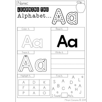 alphabet letters a z worksheets by miriam coroama tpt