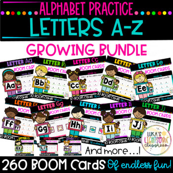 Preview of Alphabet Letters A to Z Boom Cards Growing Bundle
