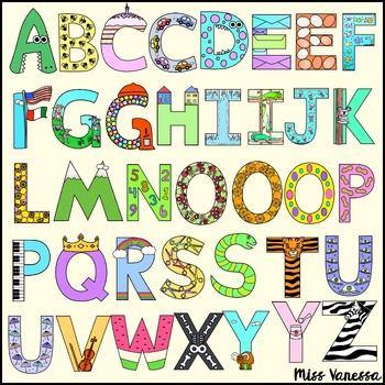 Beginning Sounds Numbers And Alphabet Clip Art Bundle by Miss Vanessa