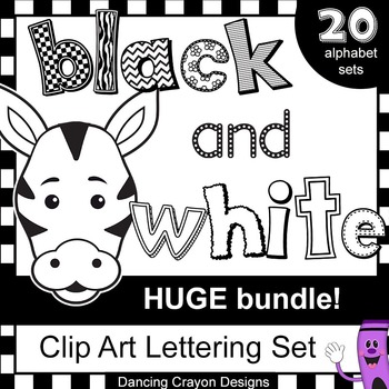 Preview of Alphabet Letters Clip Art - HUGE Black and White Alphabet Clipart BUNDLE