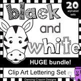 Alphabet Letters Clip Art - HUGE Black and White Alphabet 