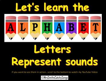 Preview of Alphabet Letters And Their Sounds PPT With Pictures and Video of me Singing