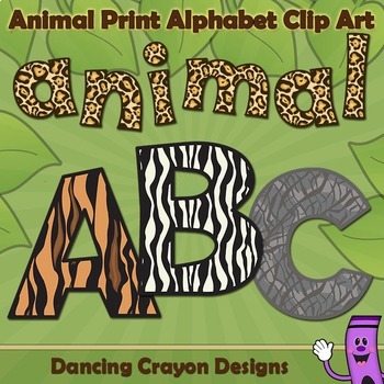 bulletin board letter set animal print alphabet clip art tpt