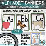 Alphabet Letters Classroom Banners Posters Green Brown | I