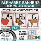 Alphabet Letters Classroom Banners Posters Red and Blue | 
