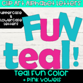 Alphabet Letters Clip Art | Teal + Pink Vowels | Numbers |