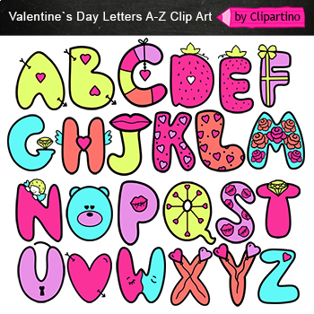 Preview of Valentine's Day Alphabet Clip Art/ Valentine Letters Clip Art/ Commercial use