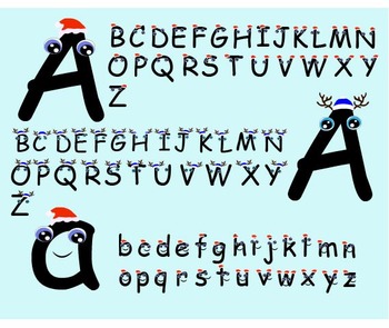 Preview of Alphabet, Letters Clip Art smile kids font teacher graphic Christmas-018-