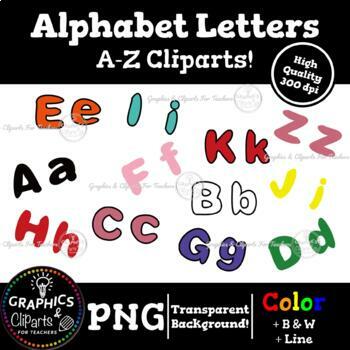 Alphabet Letters Clip Arts for Worksheets and Paperless Resources