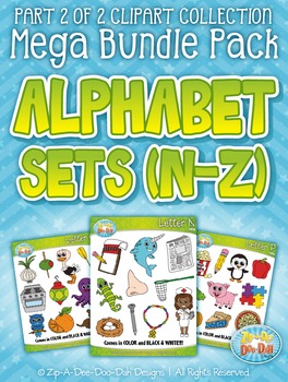 Preview of Alphabet Letters N-Z Clipart Mega Bundle {Zip-A-Dee-Doo-Dah Designs}