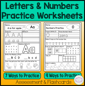 Preview of Alphabet Letters & Numbers 0-20 Practice Worksheets Bundle